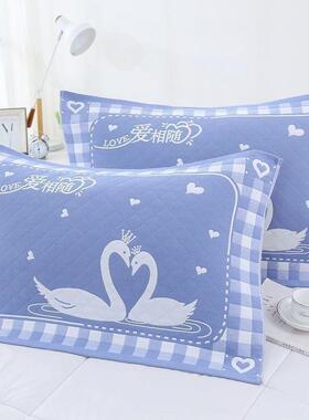 枕巾棉一AL101283对装棉质巾纱布头吸枕汗揽单人家用四季情侣加厚