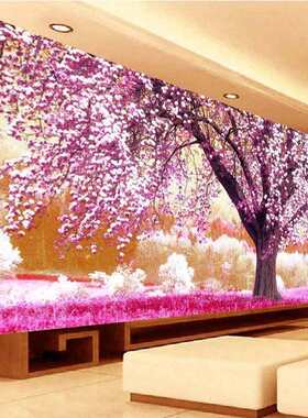 印花十字绣客厅树林风景画花开富贵树初恋的地方钻石