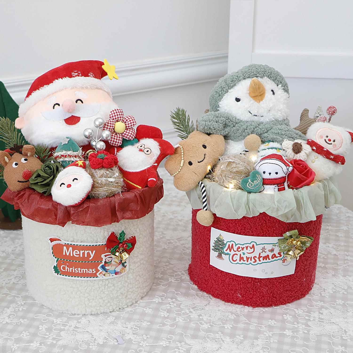 跨境圣诞老人玩偶公仔花束抱抱桶生日礼物送女生闺蜜圣诞节礼品