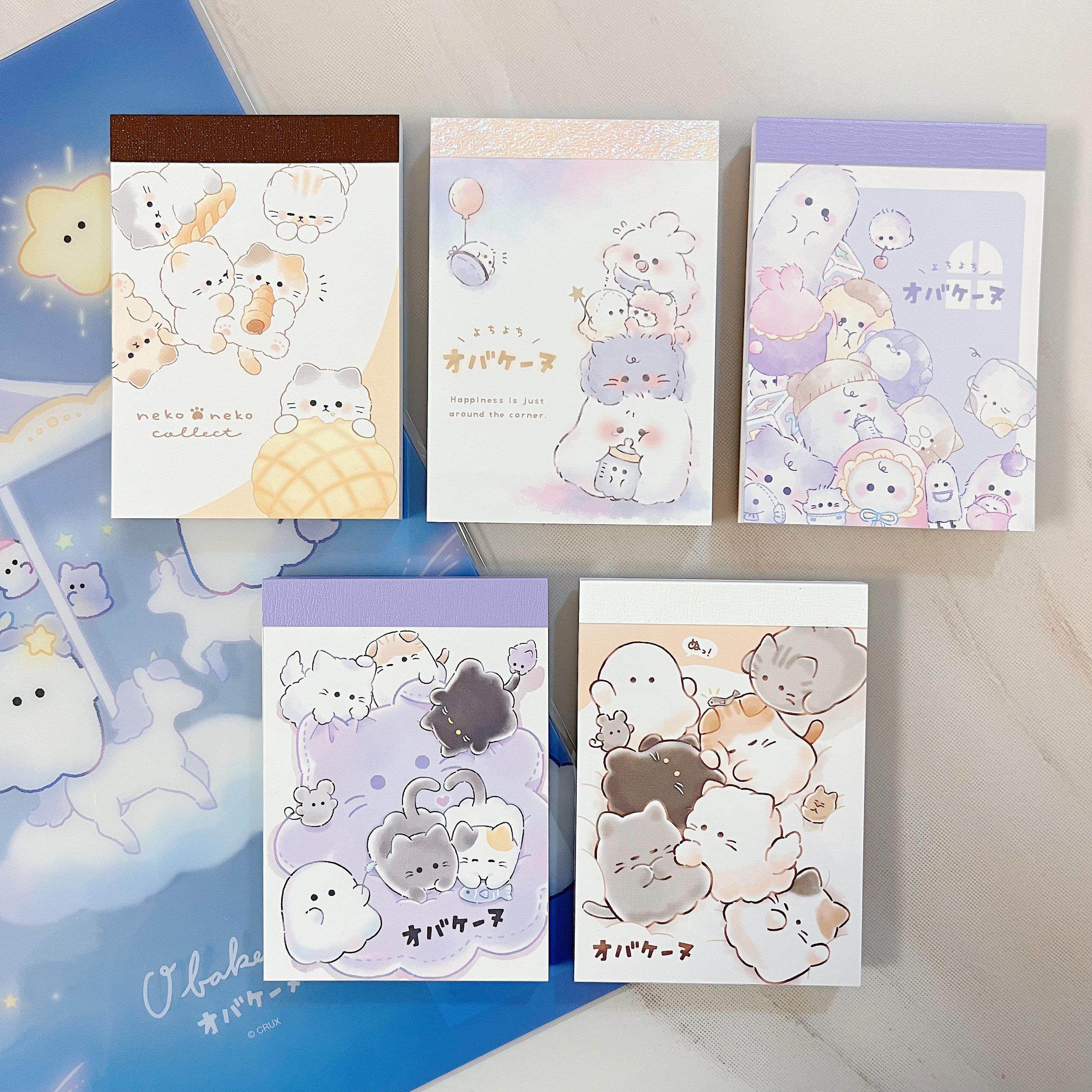 现货日本crux新款可爱幽灵猫咪限定奶瓶飘飘迷你便签本彩页