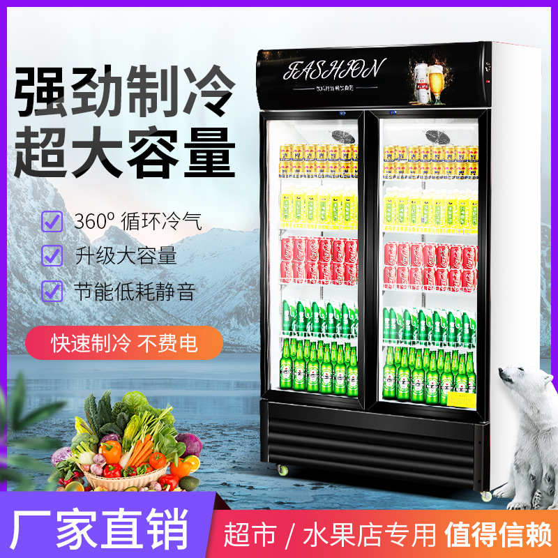 双开门立式水果啤酒冰柜冷藏单门饮料柜商用保鲜冰箱超市展示柜