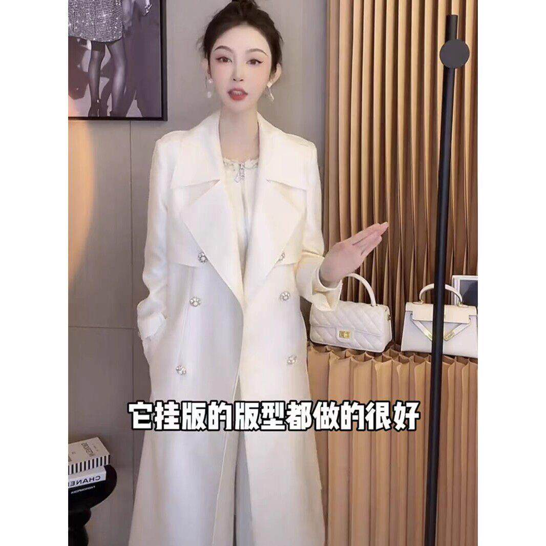 法式高级感中长款风衣外套女春秋乳白色系带收腰显瘦名媛气质大衣