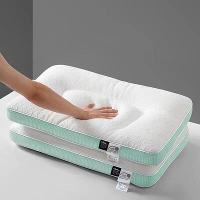 简欧针织深睡眠护颈枕 可机洗分区枕 高端仪征纤维枕头侧睡