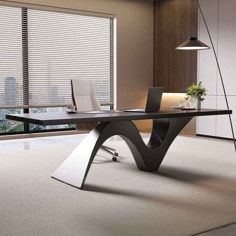 现代简约实木商业办公总裁老板电脑桌椅组合轻奢设计师款2025新款