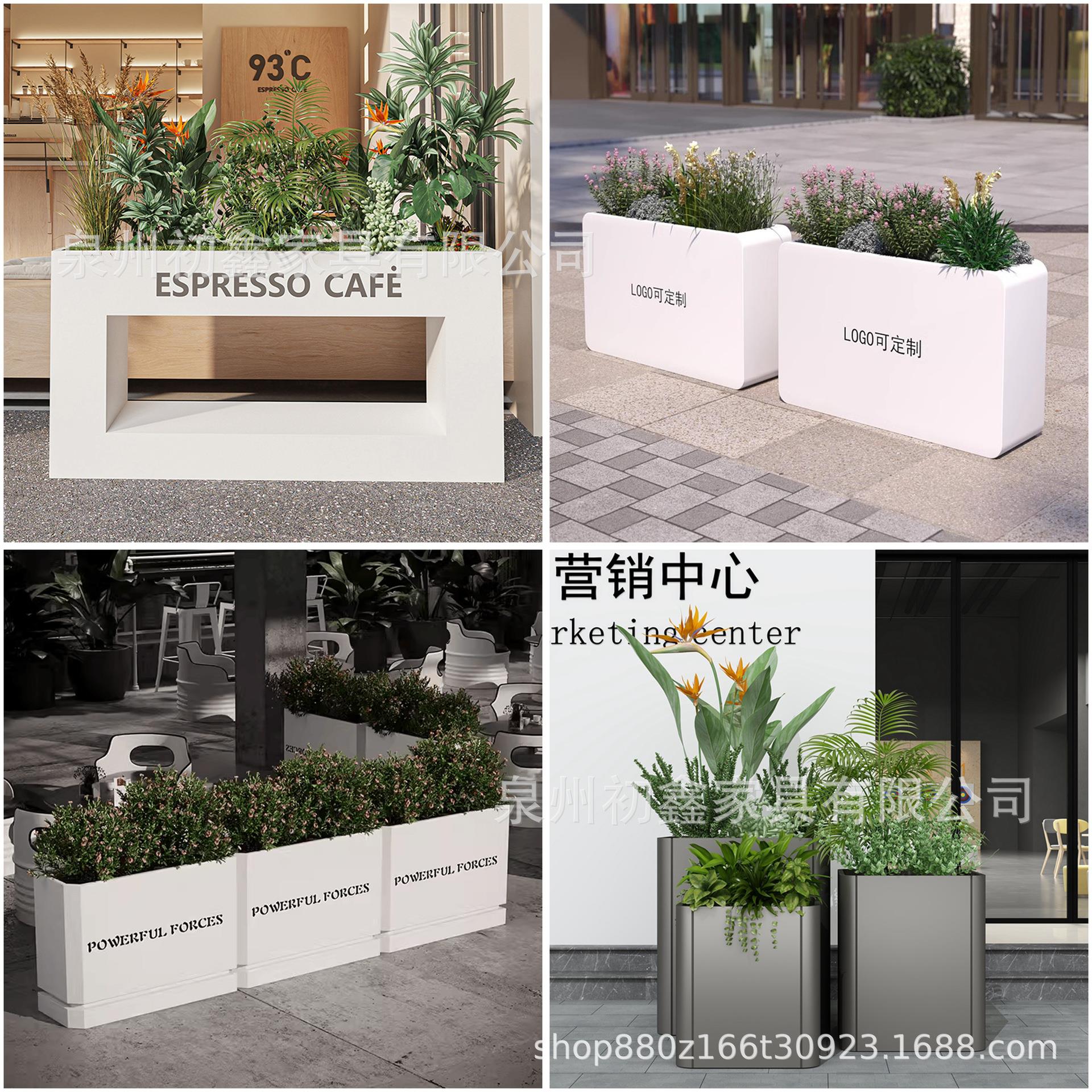 户外铁艺花箱组合街道广场金属种植箱市政外摆花坛隔断不锈钢花槽