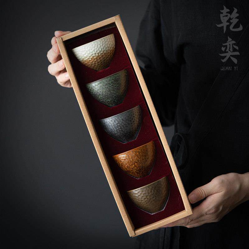 粗陶茶杯主人杯单杯功夫茶具手工杯子套装陶瓷品茗杯覆古茶盏建盏