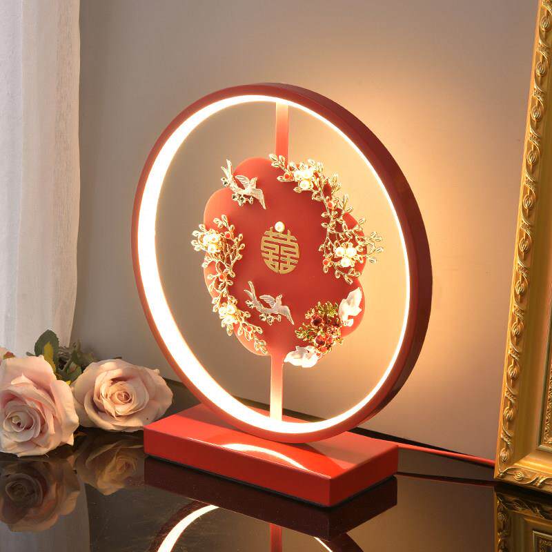 结婚台灯婚房床头灯新娘陪嫁卧室婚庆红色一对长明灯新婚闺蜜礼物