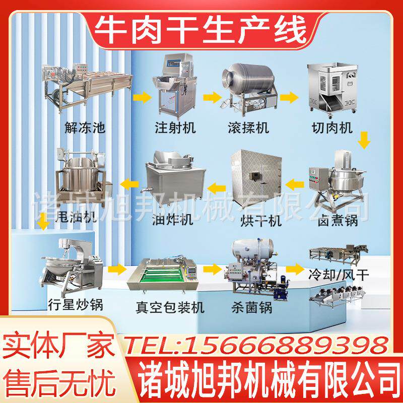油炸牛肉干风干牛肉干制作设备猪肉脯制作线酱牛肉加工成套设备
