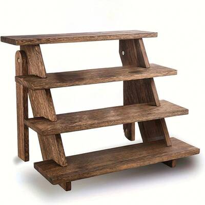 现货木木质多层置物架桐展示架面桌储物收纳木质阶梯花架纸架5123