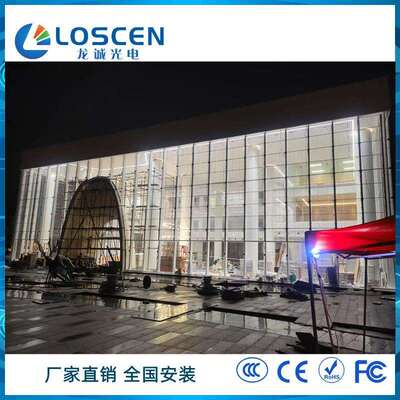 led全彩透明屏厂家室内P3.91-7.81橱窗店铺广告屏透明屏高亮透光