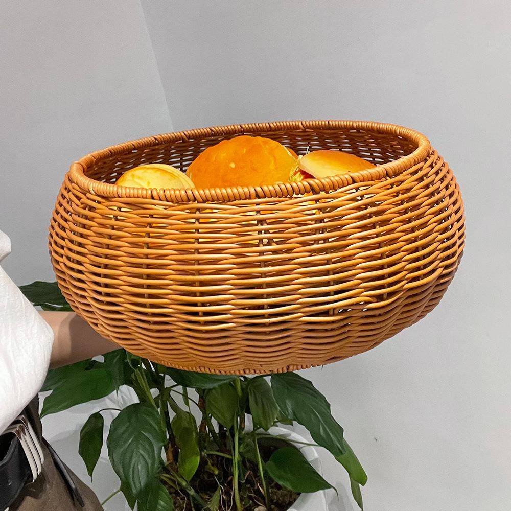 天然环保家居PP仿藤收纳篮田园藤编收纳储物篮子置物篮创意收纳筐