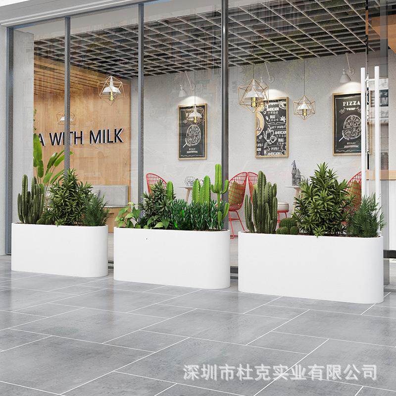 玻璃钢花盆不锈钢落地式花箱户外售楼部酒店落地花器商场广场花钵