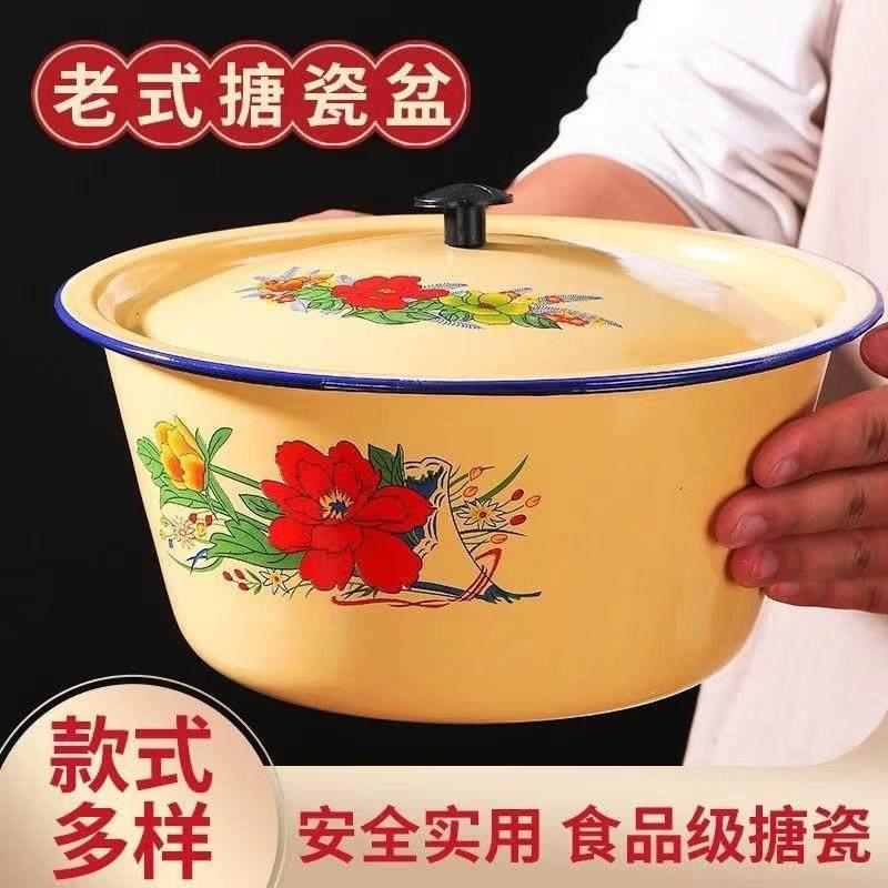 装猪油罐家用储存罐耐高温荤油罐老式带盖容器复古怀旧和面盆坛子
