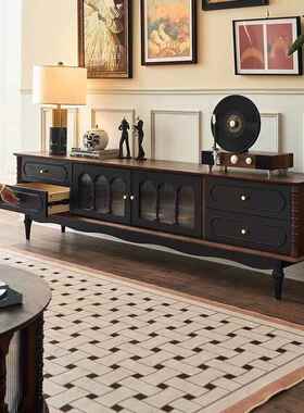 法式复古式木电视实柜达尔茶几小户型客厅家落地用收纳储美WDL物