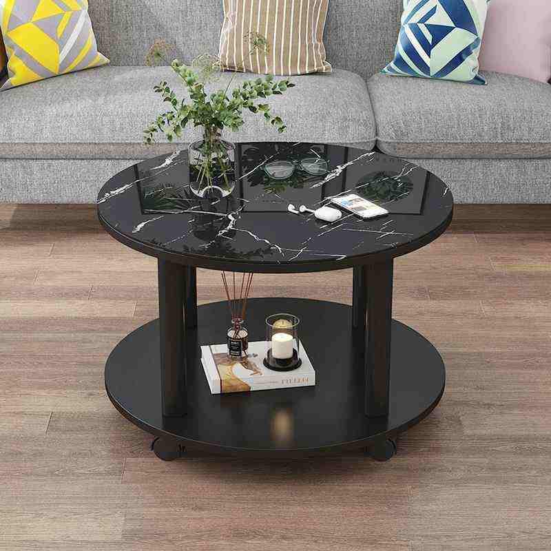 北欧圆形茶几小户型客厅家用边几喝茶桌加轮子可移动阳台简约现代