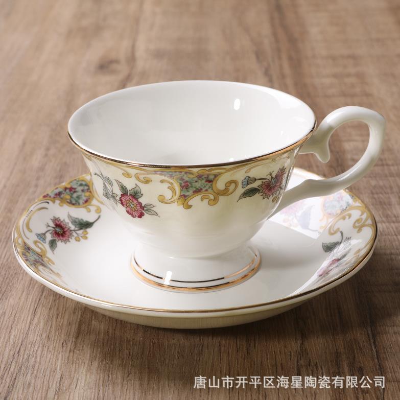 质瓷欧式金边咖啡杯碟套装骨20210708陶瓷英花红茶杯厂式家货源印