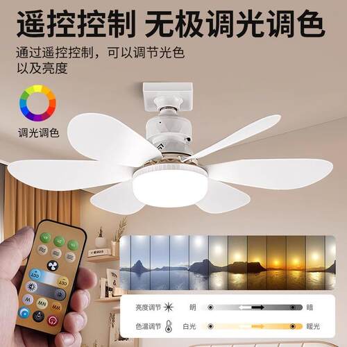 家用一小型电扇静音卧772室舍吸顶厨卫LED吊体扇灯E螺口宿风风扇