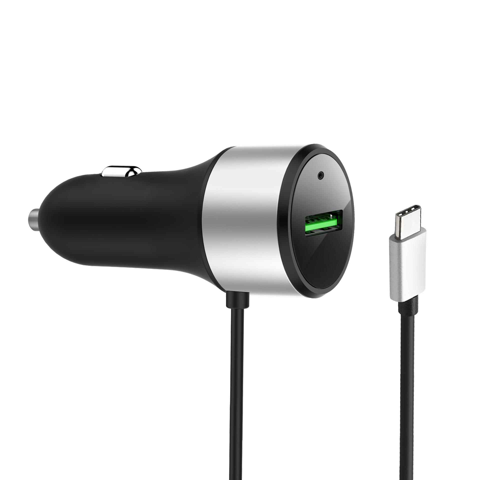 63W车充PD3.0带TypeC线车载充电器外贸工厂闪充