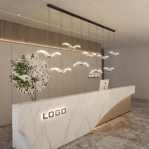 LED现代简约前台吊灯长条海鸥家用餐厅灯办公室吧台创意个性吊灯