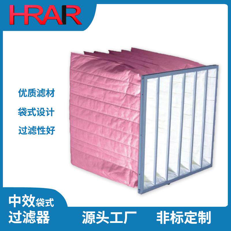 中效过滤器空气净化除尘过滤网无纺布镀锌铝合金框F8袋式过滤器