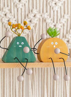 阿楹 可爱桌玩偶玄关电视柜小摆件吊脚娃娃治愈置物架洞洞板装饰