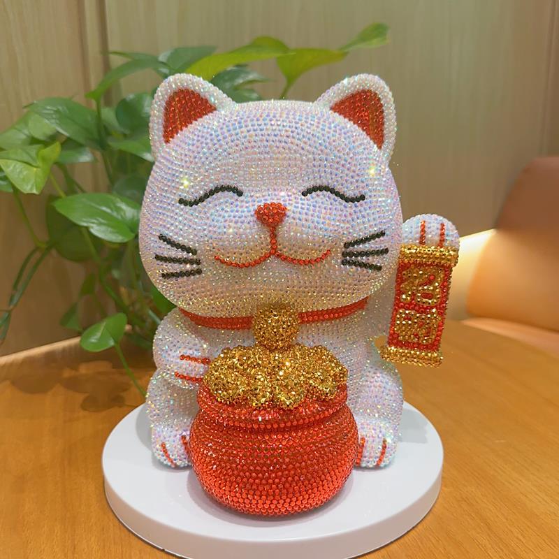 diy贴钻大号招财猫摆件开 业生意兴隆存钱罐招财前台家用2025新款