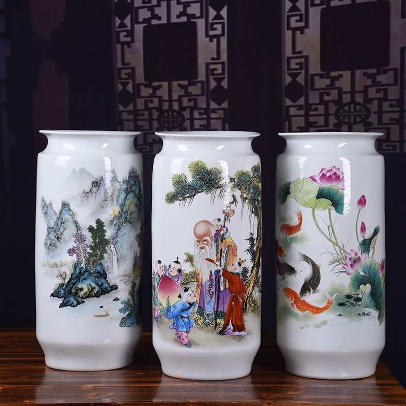 陶瓷富贵竹水养花瓶景德镇摆件客厅插花中式家居干花装饰摆件瓷器