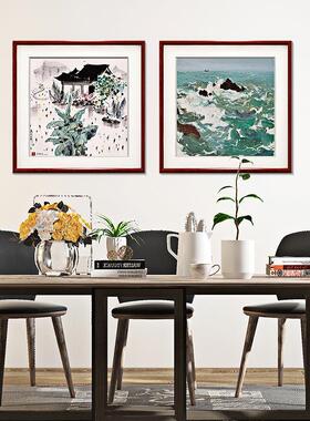5ZW吴冠中水墨画新中式现代客厅装饰画餐厅饭厅挂画卧室壁画