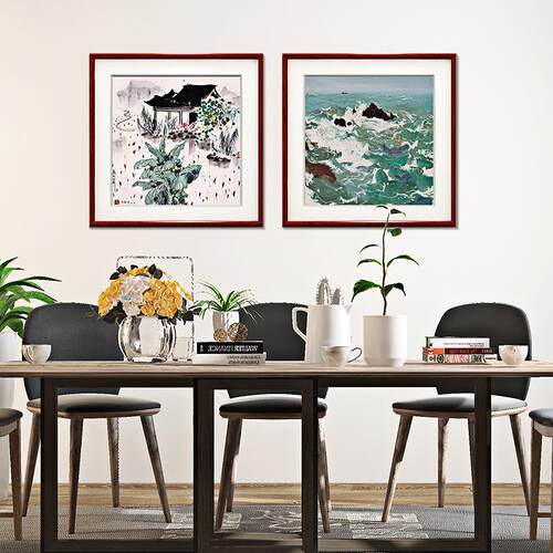 5ZW吴冠中水墨画新中式现代客厅装饰画餐厅饭厅挂画卧室壁画