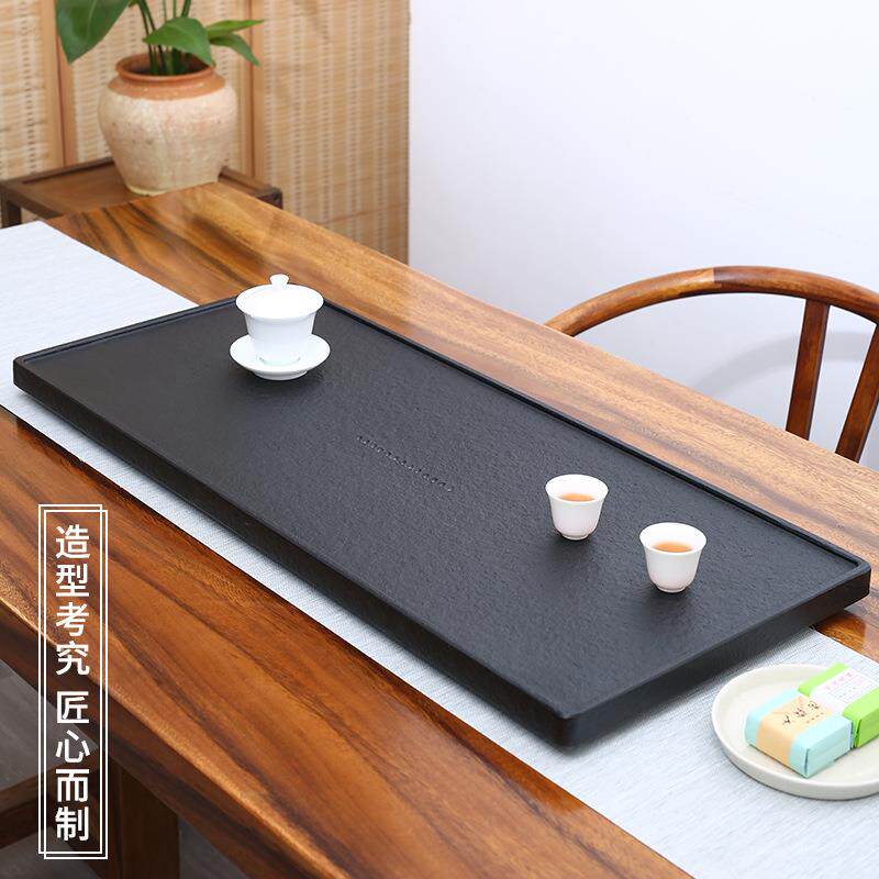 天然边框小洲乌石头茶盘家简约小号茶台石材现金代客厅功夫茶用具
