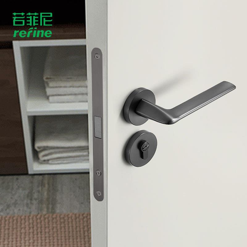 灰色门锁磁吸静音卧室房门锁室内分体锁卫生间实木门把手执手锁具