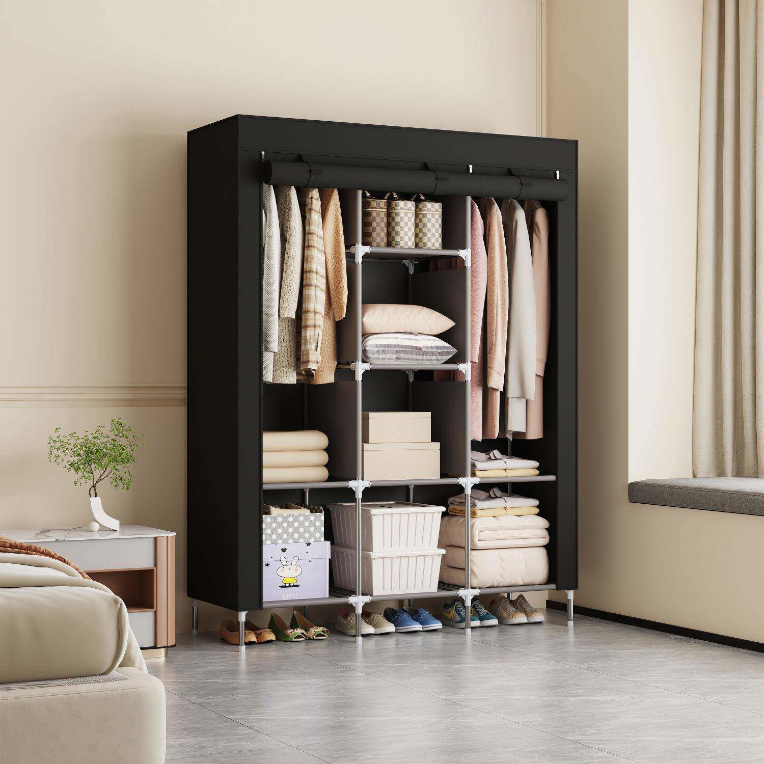 简易衣柜宿舍现代简约组装布衣架经济型简易无纺布衣柜收纳柜