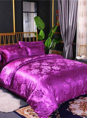 缎NCO提被花双套单件天丝绸缎面欧式真丝滑贡磨毛被罩单人人情侣
