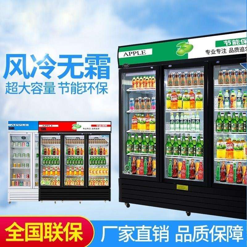 商用超市饮料风冷展示柜啤酒立式冰柜玻璃门保鲜单双门水果冷柜