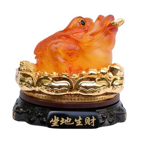 金蟾摆件坐地生财三足金蟾蟾蜍客厅办公室前台店铺开业送礼工艺品