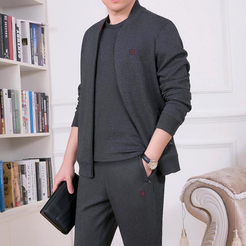 中老年运套装男士春秋三件服套爸动装运动装大码休闲运动爸套7339