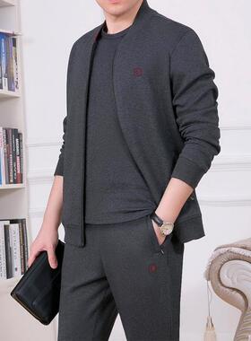 中老年运套装男士春秋三件服套爸动装运动装大码休闲运动爸套7339