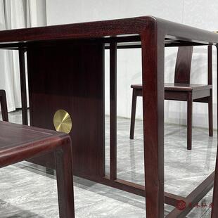 艺木仙居赞比亚血檀休闲茶桌六件套实木茶台仿小叶紫檀办公茶台