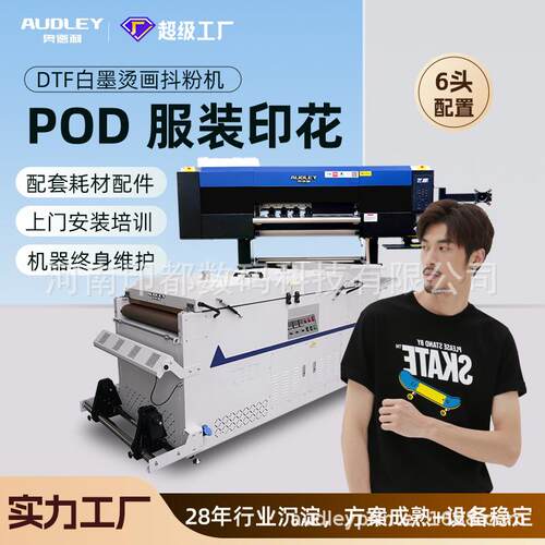 奥德利6头POD服装印花打印机T恤洗水唛抱枕热转印白墨烫画打印机