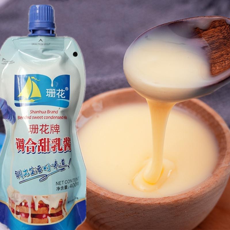 珊花牌甜乳酱400g挤条装家用炼奶蛋挞烘焙炼乳奶面包咖啡奶茶饮品