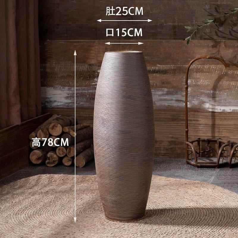 正品景德镇落地陶瓷大花瓶风 复古侘寂酒店庭院民宿饰装干品插花