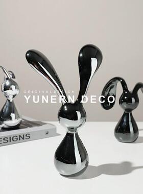 休闲现代创意电镀卡通兔子家儿童房电视柜饰品样板房软装饰