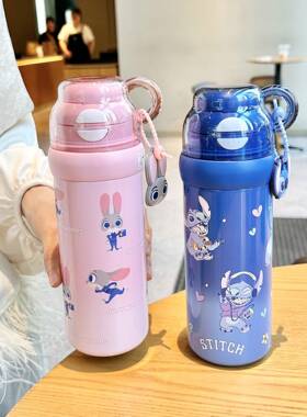 hellokitty水杯儿童保温杯女学生可爱316不锈钢便携双饮杯大容量