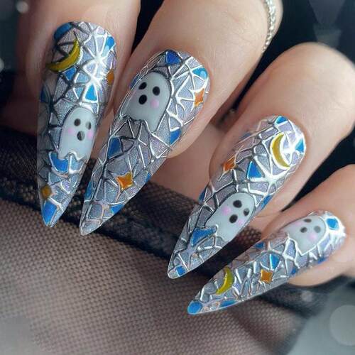 Wear Nail art Fake Nail Halloween spider web fake nail Cos