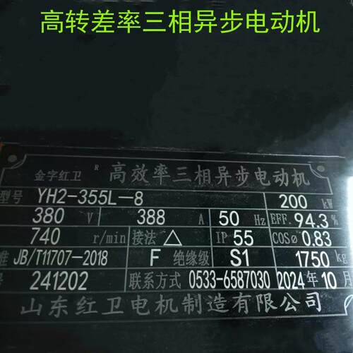 山东淄博厂家直供YH2-355L-8/200W高转差率三相异步电动机