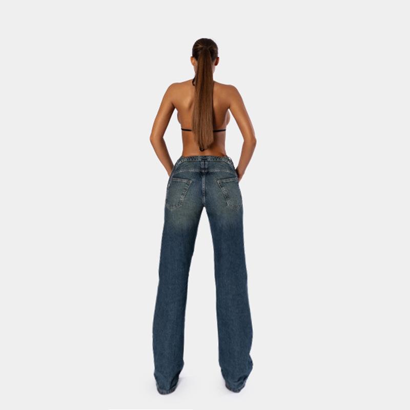 summer trousers straight jeans two-piece fake underwear