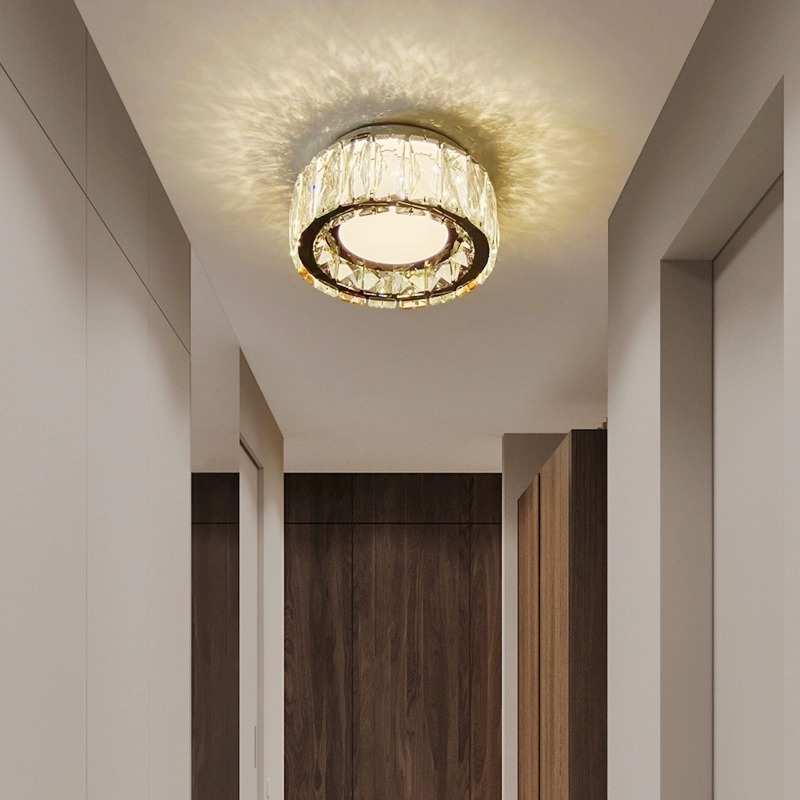 过道灯水晶玄关阳台走廊吸顶灯轻奢网红新款灯走廊衣帽间led灯具