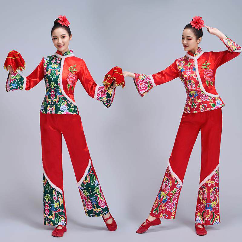 新款新款东北民族舞蹈花布大秧歌秧歌服