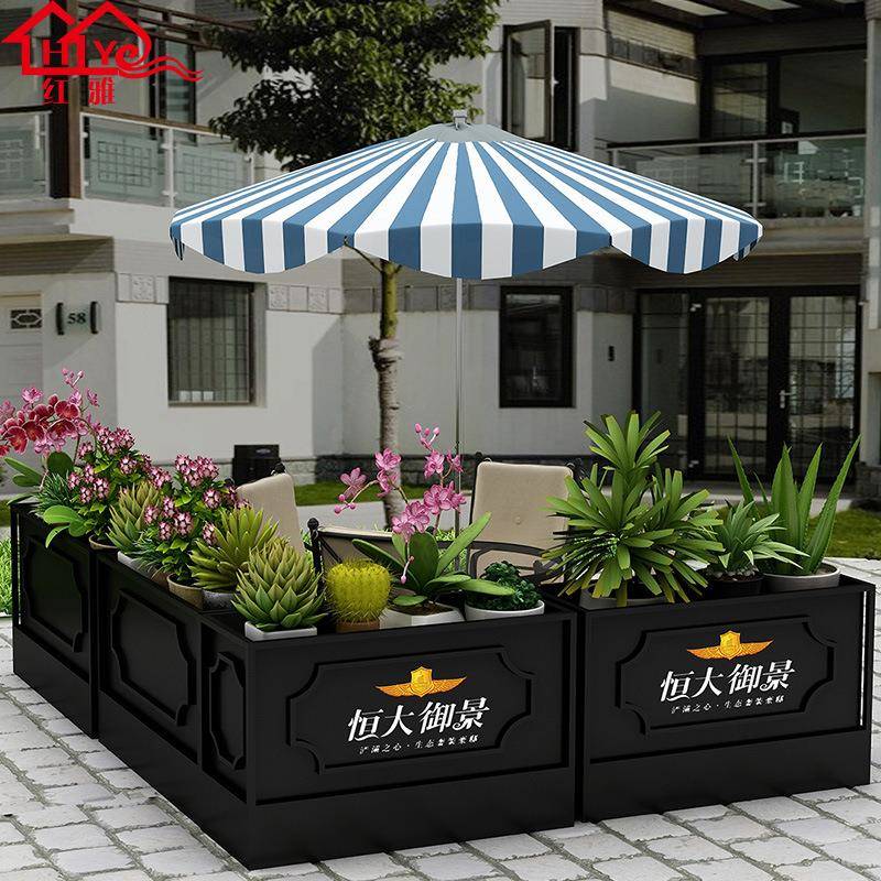 玻璃钢落地移动花箱厂家房地产万达广场异形花盆市政景观种植花池