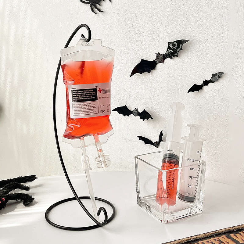 血袋饮料万圣节创意搞怪装饰吊瓶输液果汁袋吸血鬼血浆袋果酱袋
